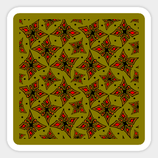 Butterfly Flower pattern green and red Sticker